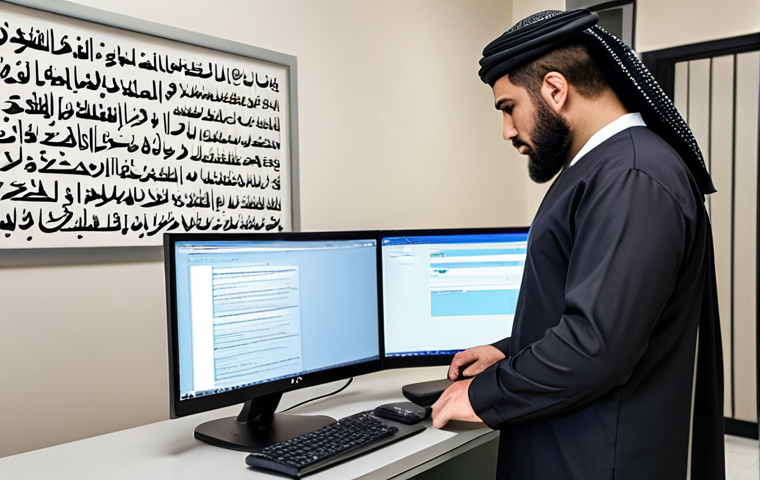 **Image:** A modern office scene. A worried employee is clicking on a suspicious email on their computer. In the background, a supervisor is leading a cybersecurity training session for other employees. Subtle Arabic calligraphy art on the walls. The scene emphasizes the importance of security awareness.