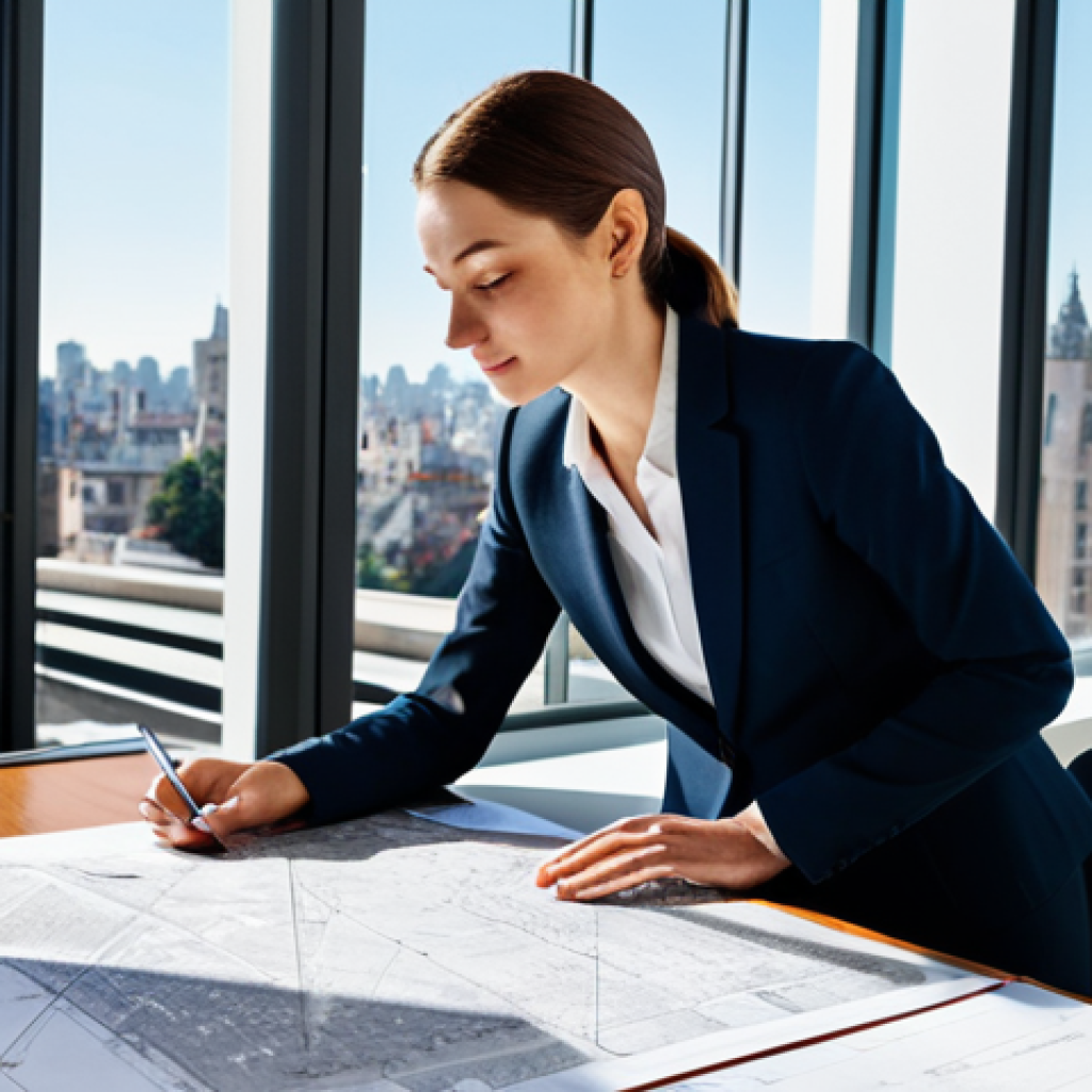 데이터 복구를 위한 산업별 접근 방법 - **Prompt 1:** A successful female architect in a modern, sunlit office, reviewing blueprints. She is...